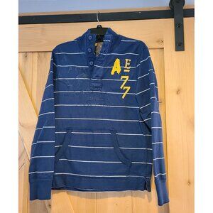 American Eagle Men’s Size M Vintage Fit Moc Neck Henley Pockets Patch Y2K Skater